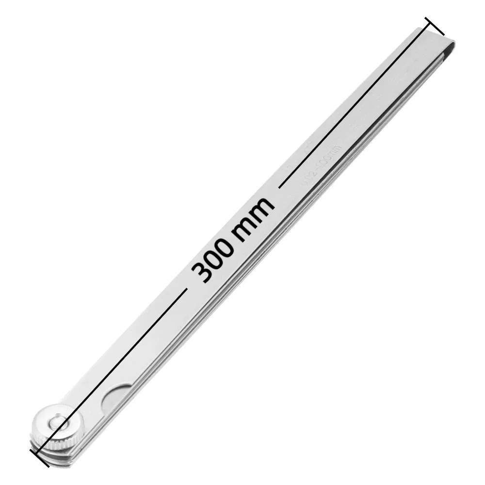 17 블레이드 메트릭 필러 게이지 ? 0.02-1.00mm ? 스테인리스 스틸 ? 두께 측정기 ? 표시된 미터법 12인치 길이 / 300mm ?