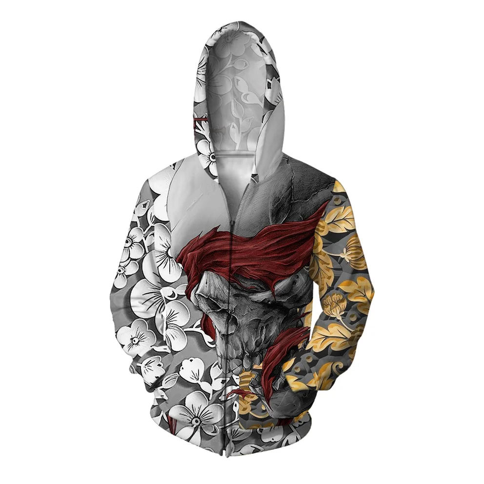 thumbnail image 5 of Sudadera con capucha de estilo nuevo de otoño, sudaderas cómodas de movimiento para hombres, sudaderas con capucha de moda con estampado de calaveras para hombres, sudaderas con cremallera y, 5 of 5