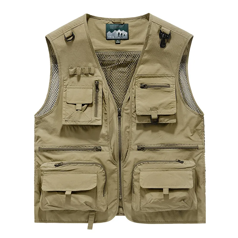 Waistcoat Vest Jacket Men Multi-Pocket Sleeveless Outdoor Fishing