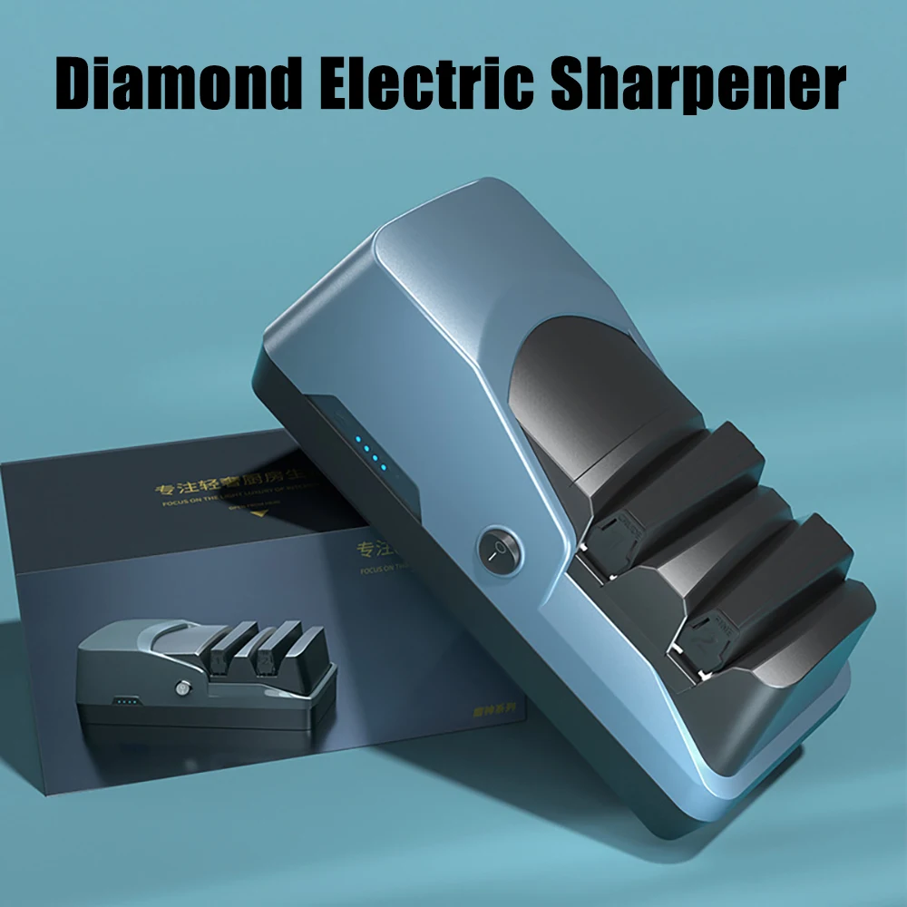 

HQ Professional Electric Knife Sharpener with 100% Diamond Abrasives Precision Angle for Universal Straight Edge Knives