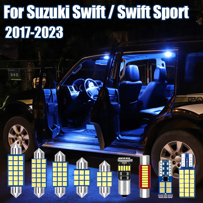 

For Suzuki Swift / Swift Sport 2017 2018 2019 2020 2021 2022 2023 9pcs Car LED Dome Lamp License Plate Trunk Lights Accessories