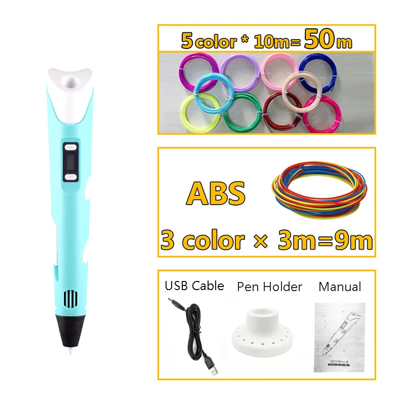DIY 3D Printing Pen Drawing 3D Pens Educational Toy With LCD Screen PLA Filament Pen For Children Gift DIY Drawing Printing