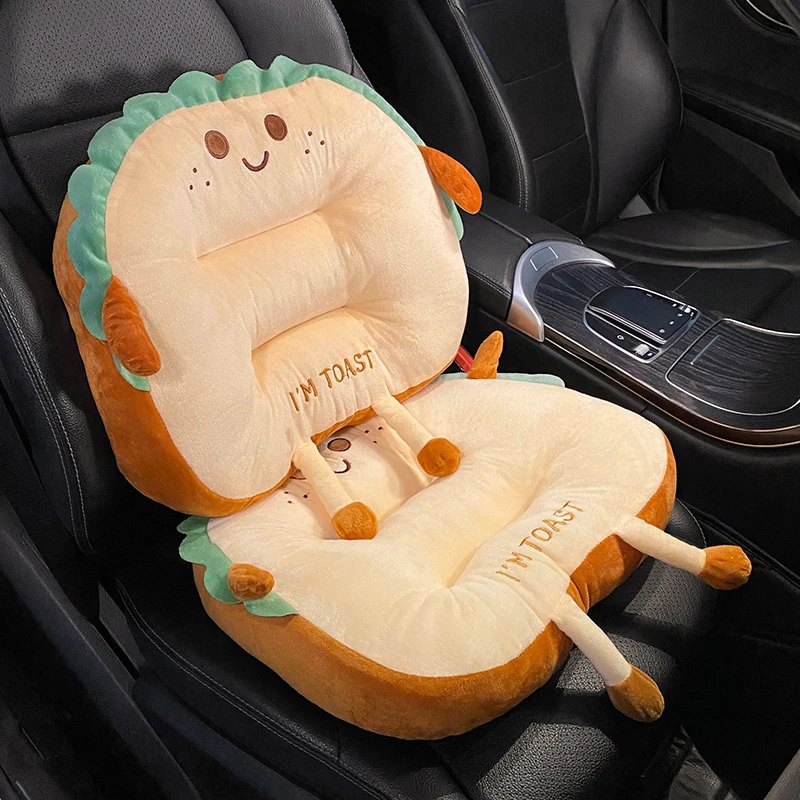 New Arrival Soft Plush Toast Practice Car Cushion Multifunctional Thickened  Waist Pillow Home Office Car Seat Cushion