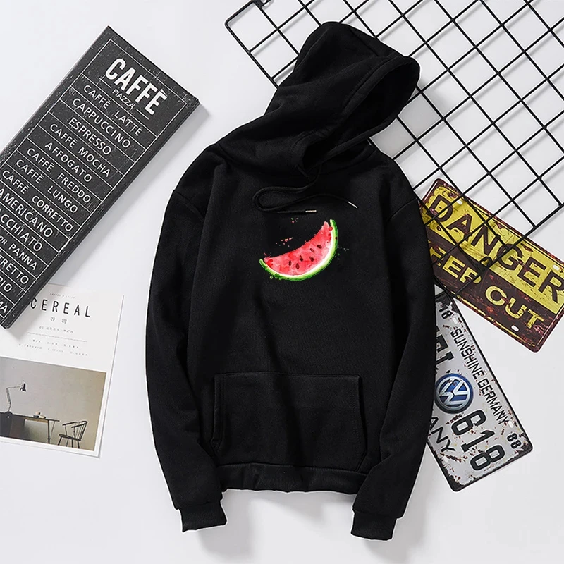 

Женская толстовка с капюшоном и принтом в виде арбуза