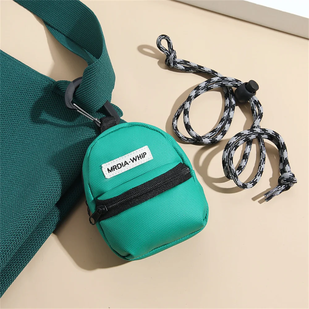 New Fashion Neck Hanging Coin Purse New Polyester Earphone Storage Bag Mini Wallet Anti-theft Contrasting Color Small Key Bag