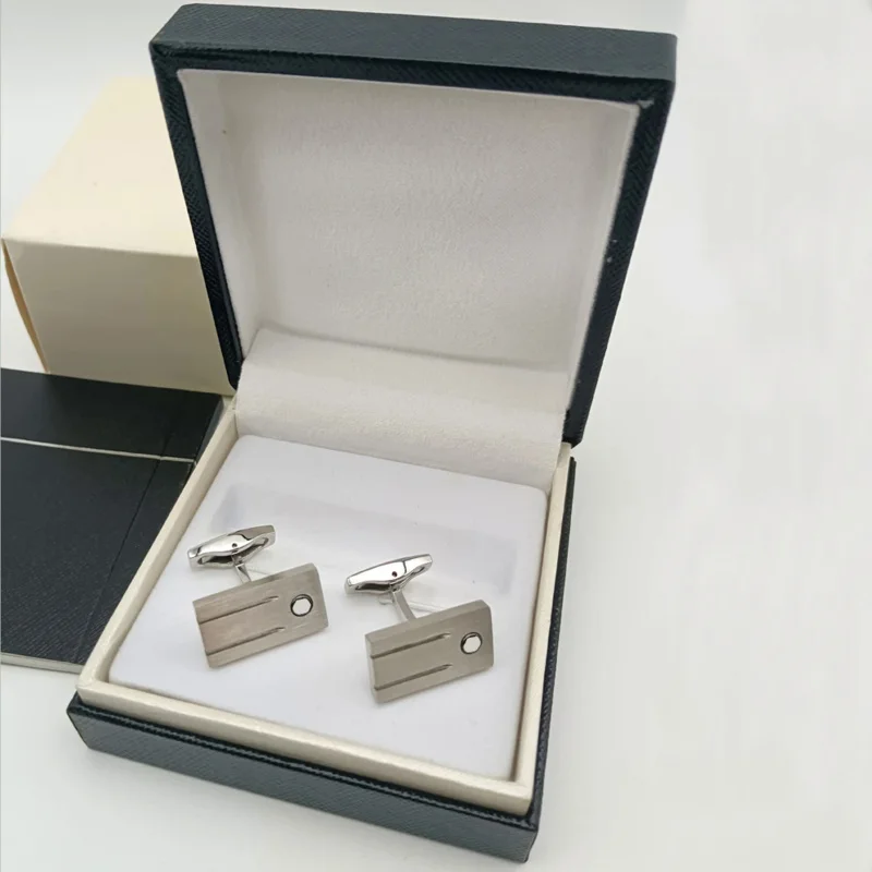 Cuff Links MB 3 Colors Rectangle 316 Stainless Steel 1:1 High Quality Man Shirt Cufflinks Classic Buttons With Box Set