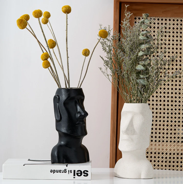 

Creative Statue Vase Ceramic Hydroponic Vase Dried Flower Decoration Flower Arrangement Home Decor Living Room Ornament