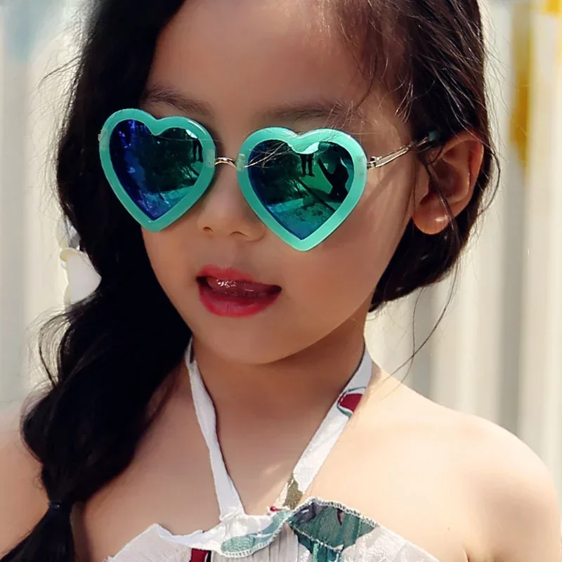 Kids sunglasses children's peach heart sunglasses cartoon heart outdoor round polarized