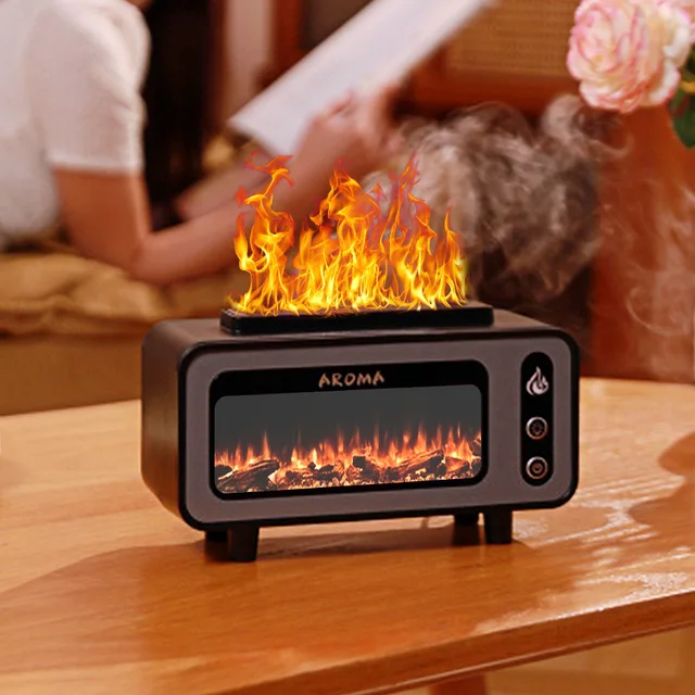 Fireplace Diffuser 7 Colors LED Ultrasonic Aroma Essential Oil 3D Simulated RGB Fire Flame Air Humidifier for Home Office Use 1