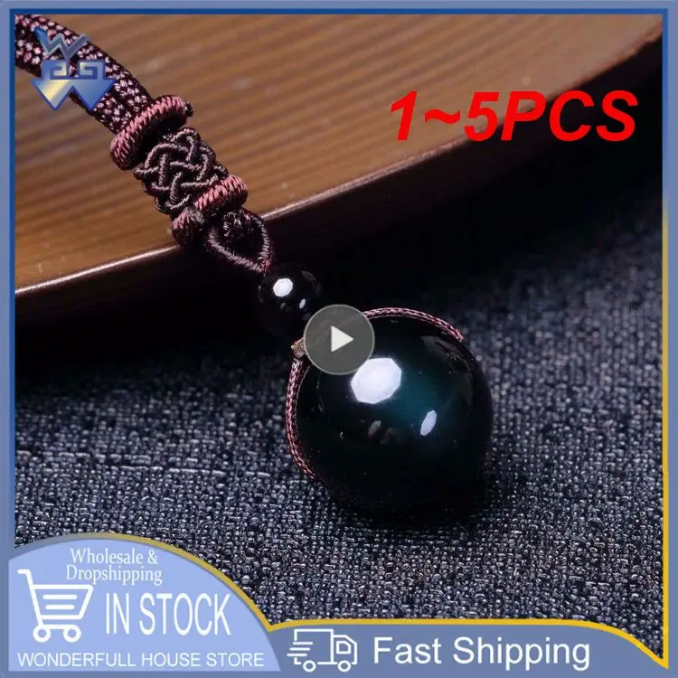 

1~5PCS Obsidian Rainbow Eye Beads Natural Stone Pendant Transfer Lucky Crystal Necklace Jewelry Free Rope Lovers Women Men