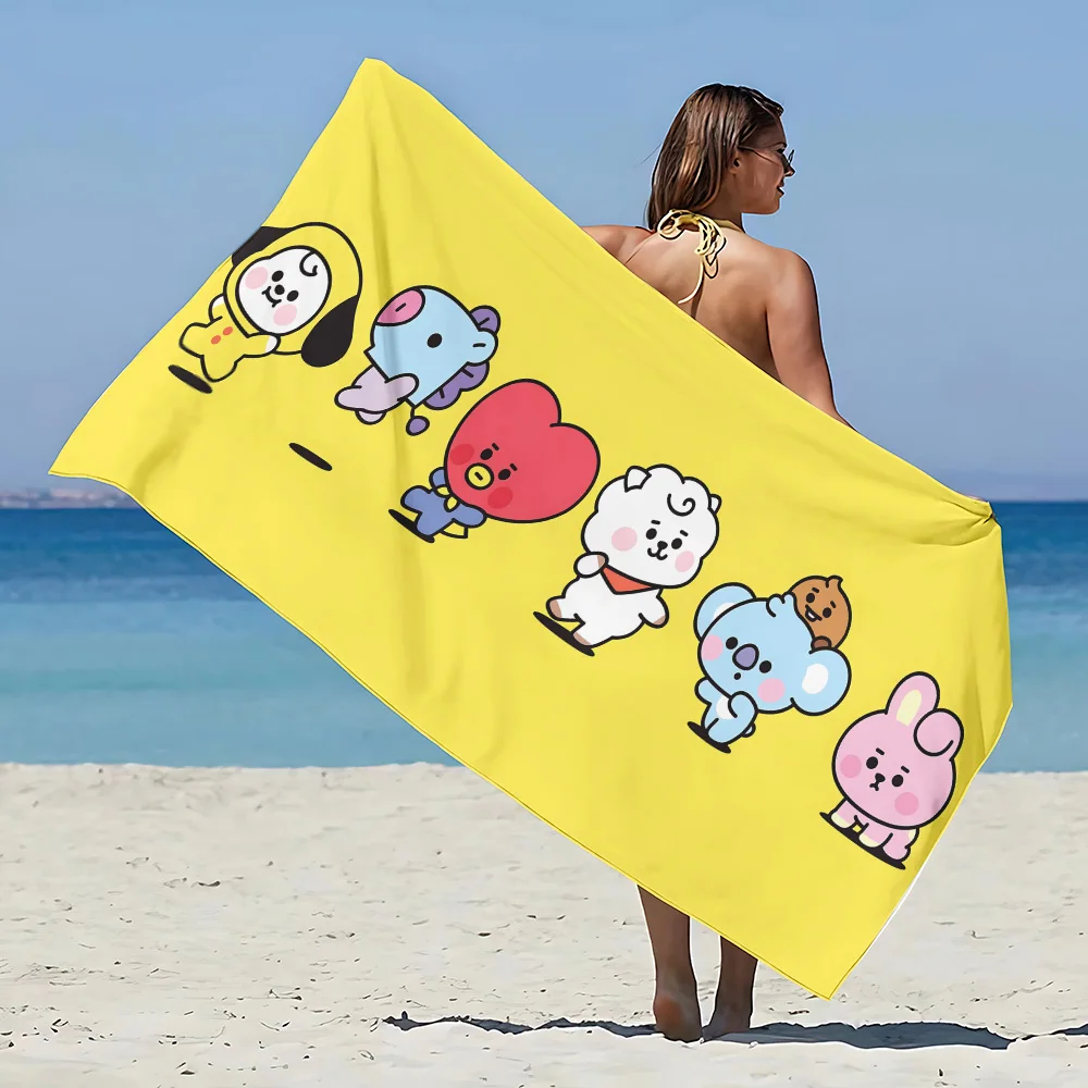 Beach Towel Microfiber Sand Free Quick Dry Soft Sandproof Pool Towels Gift for Cartoon B-B-BT21 Women Travel Shower 2