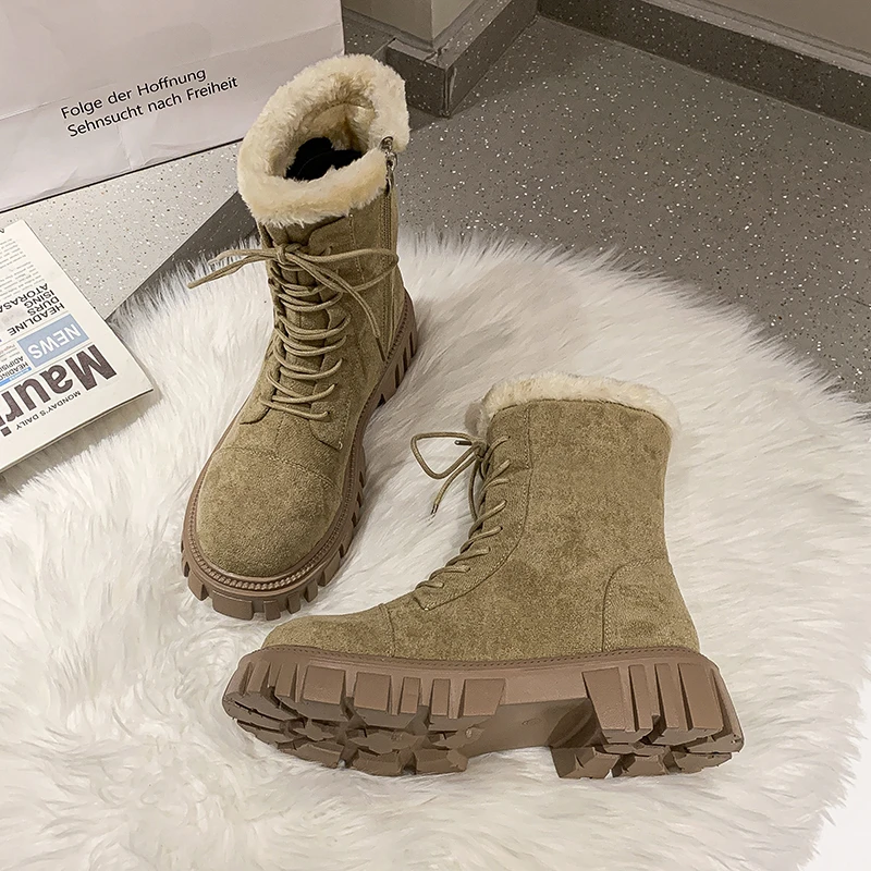 Women's Snow Boots Faux Suede New Large Size Thickening Warm Women Winter Boots Casual New Fashion Ankle Boots Botas De Mujer