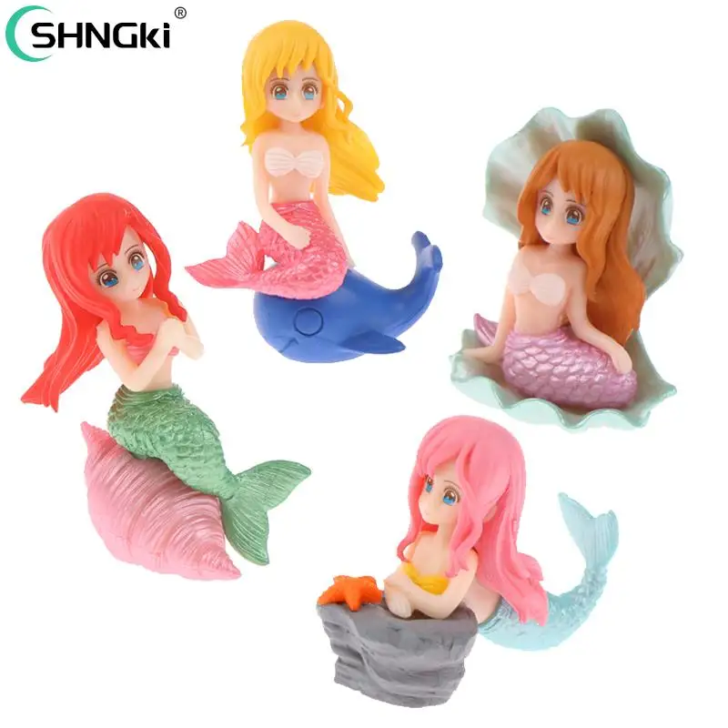 Cute Little Mermaid Aquarium Fish Tank Ornamento Figurine Ornamento Cartoon Aquarium Fish Tank Decorazione Della Casa Accessori Per Animali Domestici