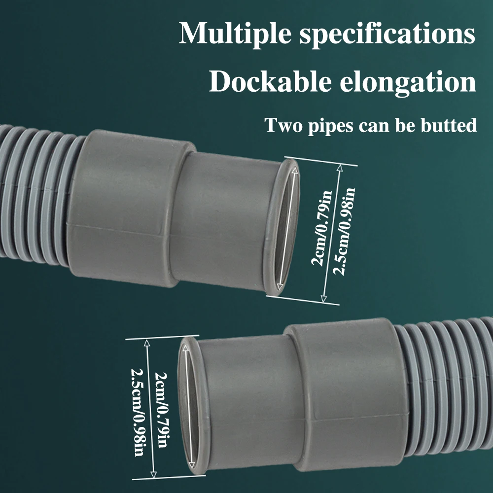 Kit de tubo de desagüe para lavadora y lavavajillas (1 unidad), incluye tubo flexible corrugado, adaptador de extensión y abrazadera._voghion.com