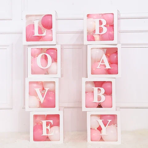 

Baby Shower Boy Girl Transparent Box Baby Shower Baby Christening 1st Birthday Party Decor Balloon Box Gender Reveal Gift