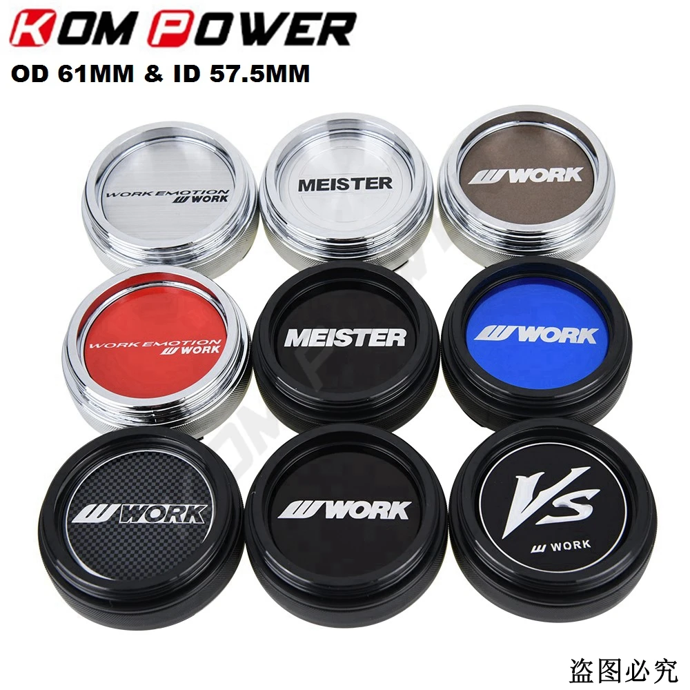 4PCS 61MM OD / 57.5MM ID Sport Rim Cap WORK EMOTION MEISTER VS Sticker Centre Cap Rim Wheel Cover Hubcaps
