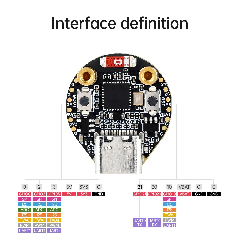 ESP32-C3 0.71 Inch Round Display Development Board SPI Interface 160x160 IPS Scr