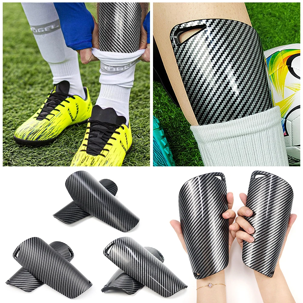 Ultralight Carbon Fiber Football Shin Holder Leg Guard Shin Pads Soccer Guards Strapless Breathable Pads Protective 1Pair
