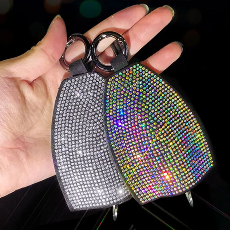Bling Crystal Car Keys Keychain Bag Women PU Leather Keychain Purse Creative Design Cute Fashion Key Wallet Key Organizer Case