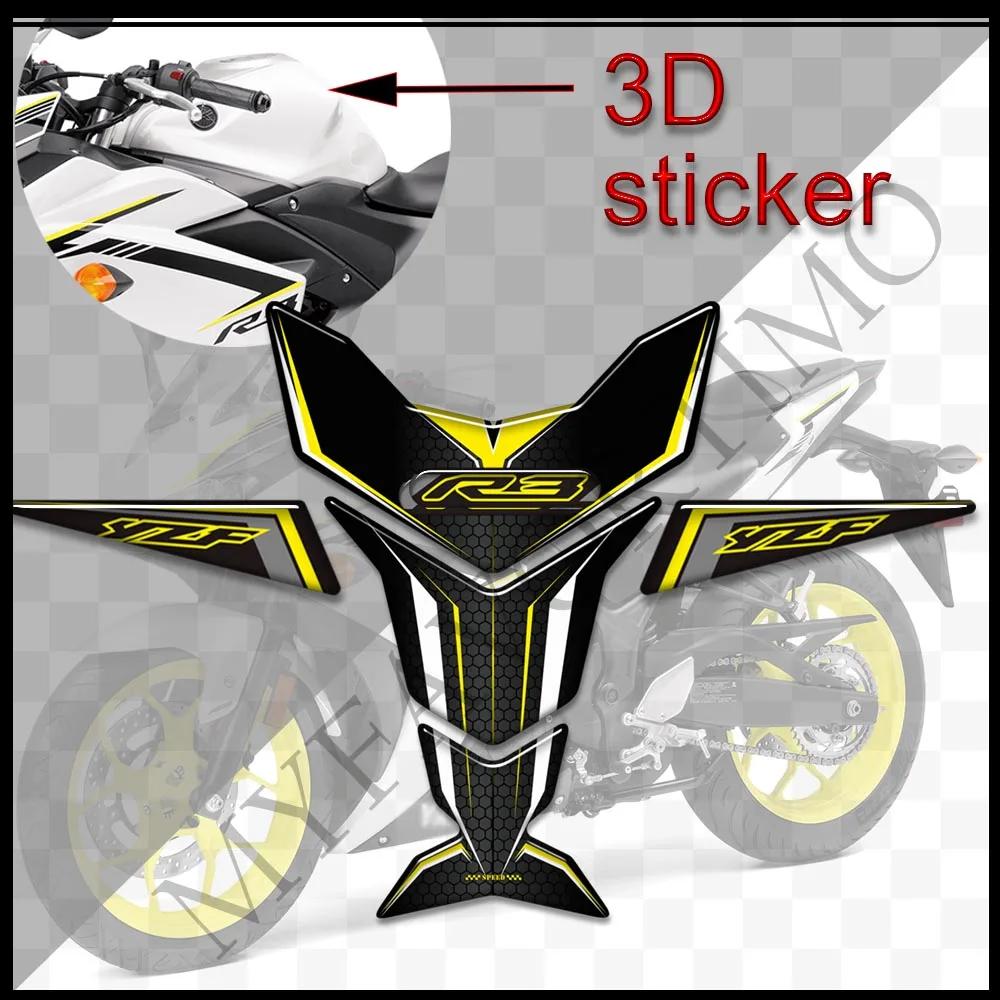 Motorcycle  Protector Stickers Decals Emblem Badge Logo Gas Fuel Oil Kit Knee Tank Pad For YAMAHA YZF-R3 YZF R3 YZFR3