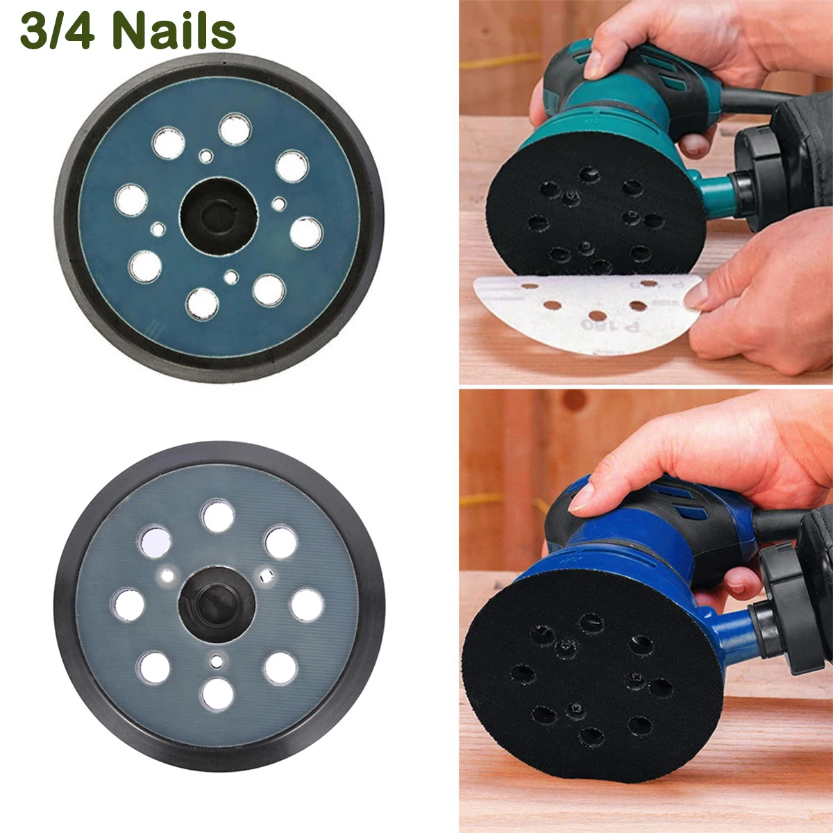 125mm 5 Inch Sander Pad 8-Holes 3/4 Nails Backing Sanding Disc Pad Hook Loop Sanding Pads for Electric Orbital Sander 2030