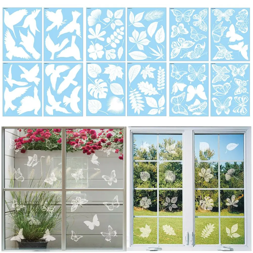 Anti-Collision Decal Alert Bird Butterfly Leaves Pattern Window Stickers Static Stickers Glass Decals Window Clings window stickers