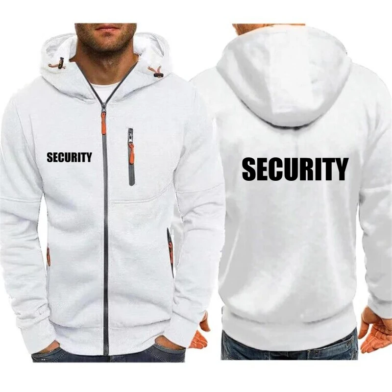 Hoodies Men Jacket Security Uniform Print Casual HipHop Harajuku Hooded Sweatshirts Mens Zipper Jacket Man Hoody Clothing 2