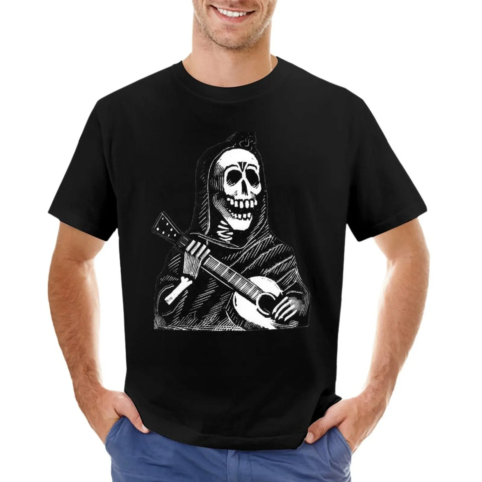 

Guitarist skeleton. “Balladeer” by Jose Guadalupe Posada T-Shirt quick-drying plus sizes graphics plain t shirts men