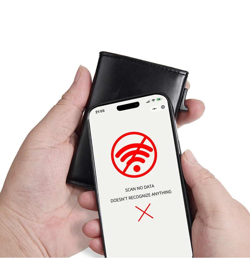 Baellerry Neue RFID Männer Karte Tasche Brieftaschen Karte Halter Foto Halter Männlichen Brieftasche Zipper Münzfach Seite Push Karte Clip – Detail 6