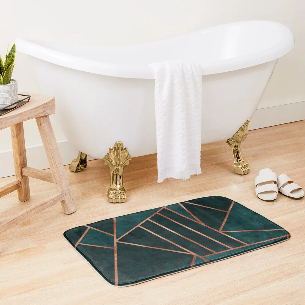 

Emerald and Copper Geometry Bath Mat Carpet For Bath Floor Mats Bathroom Rugs