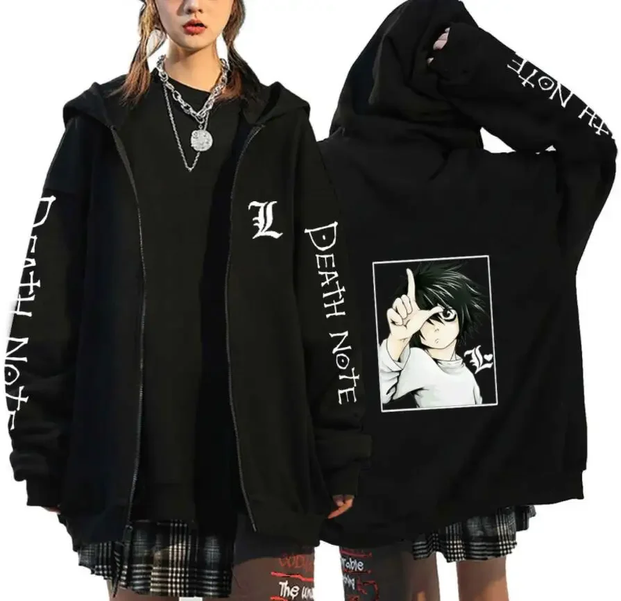 thumbnail image 1 of Sudadera con capucha de gran tamaño Death Note para hombre, sudadera con cremallera, ropa de calle informal, Tops de Anime, chaquetas, 1 of 1