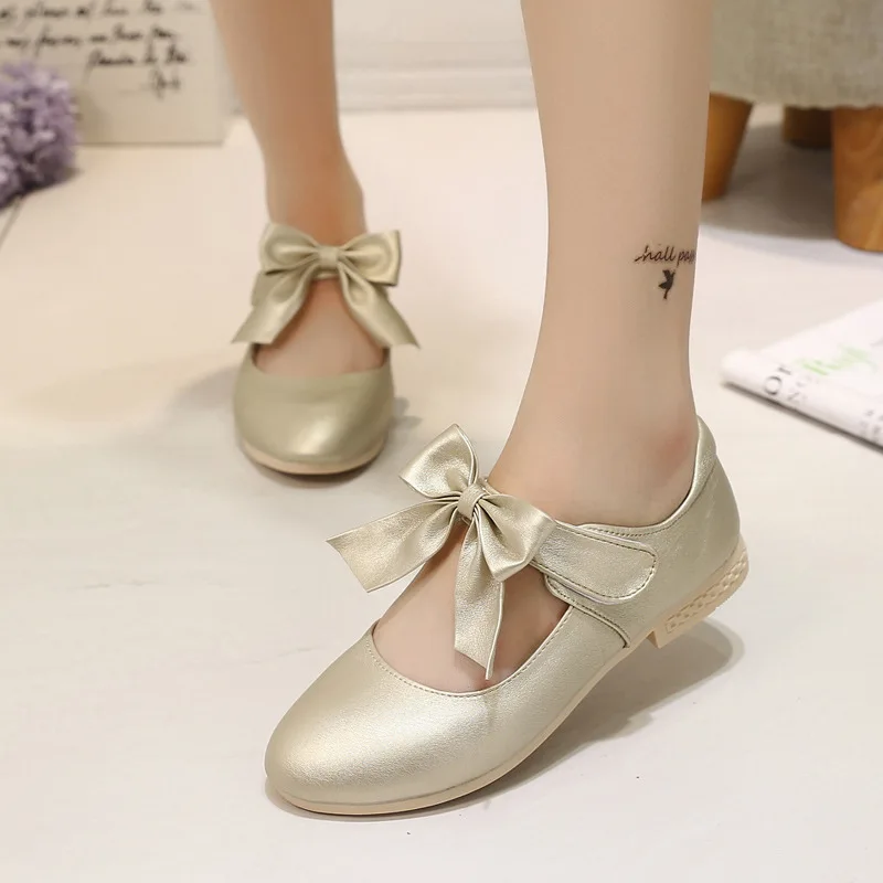Leather Shoes Girls Shoes Girls Flats Girls' Leather Shoes Spring and Autumn Girl Children's Shoes Flat soled Student Pink Princess Leather