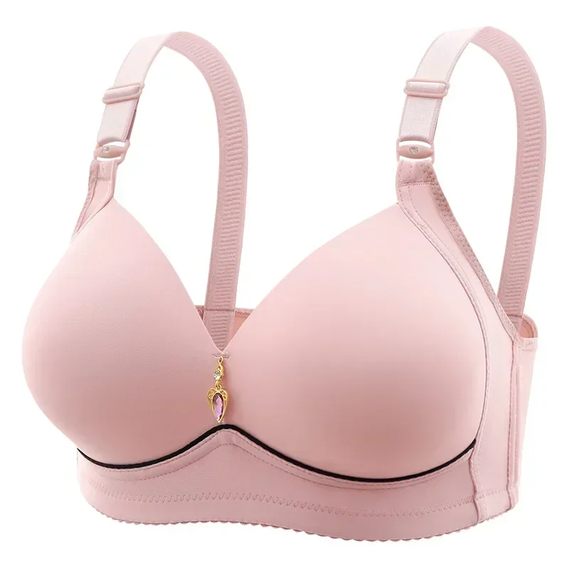 Mom Brassiere Without Steel Ring Breathable Gathered Ladies Underwear Non-magnetic Thin Cup Glossy Obese Female Ladies Bra 5