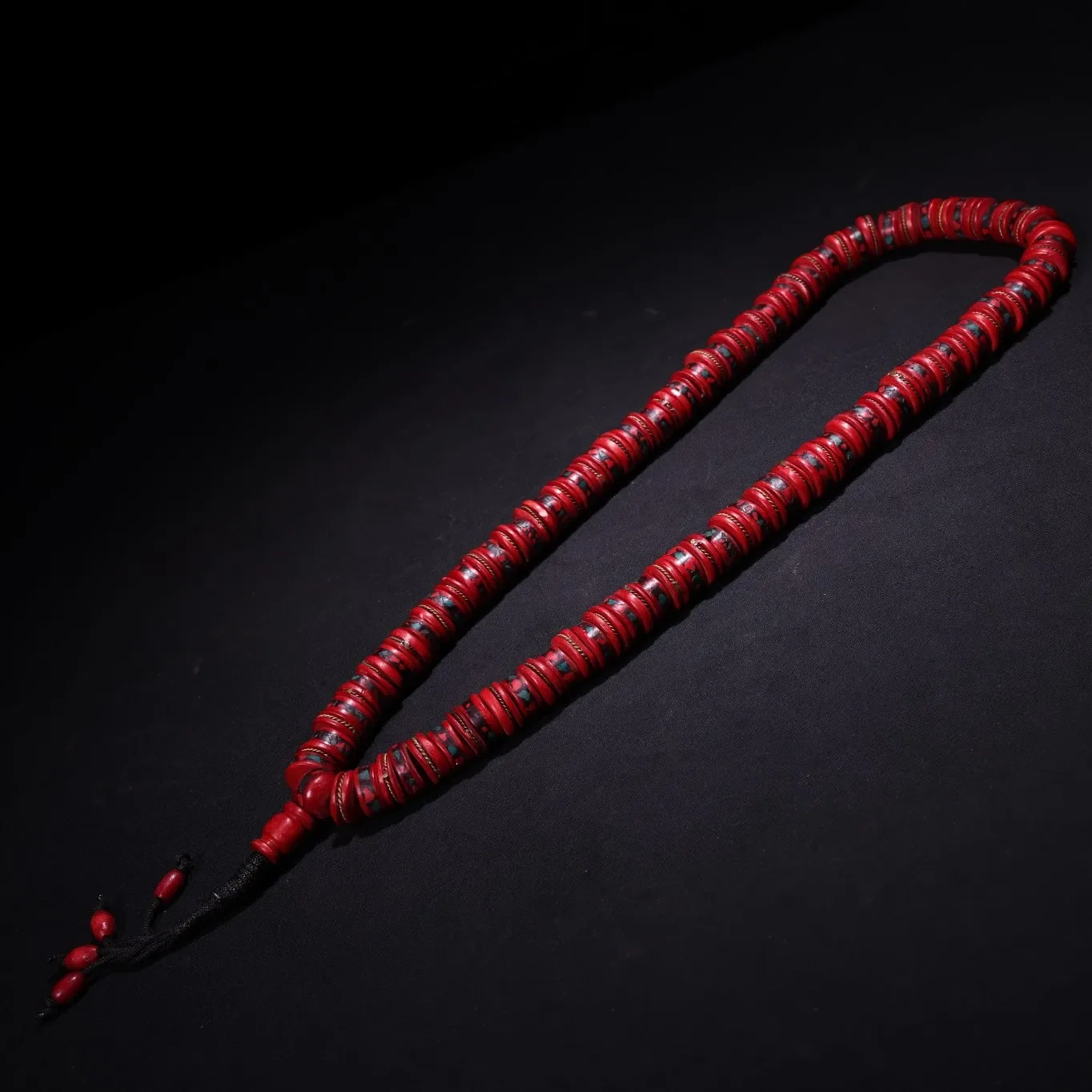12"Tibetan Temple Collection Old Gabala Carving Red 108 Buddha Beads Necklace Pendant Amulet Dharma Worship Hall Town house 2
