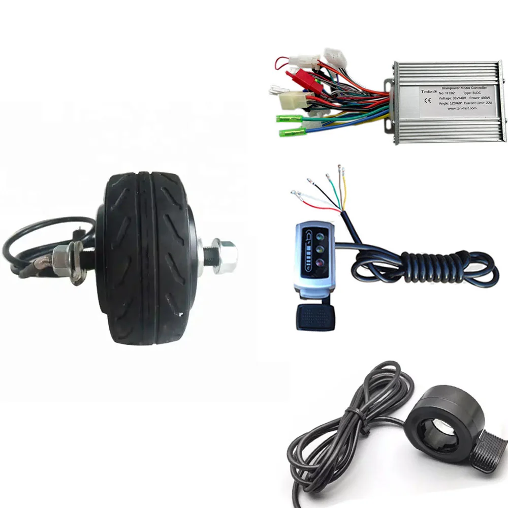 4 Inch Gearless 24V/36V 250W Electric Wheel Motor Kits Brushless Dc Motor Controller Throttle Brakes Set For Electric Scooter