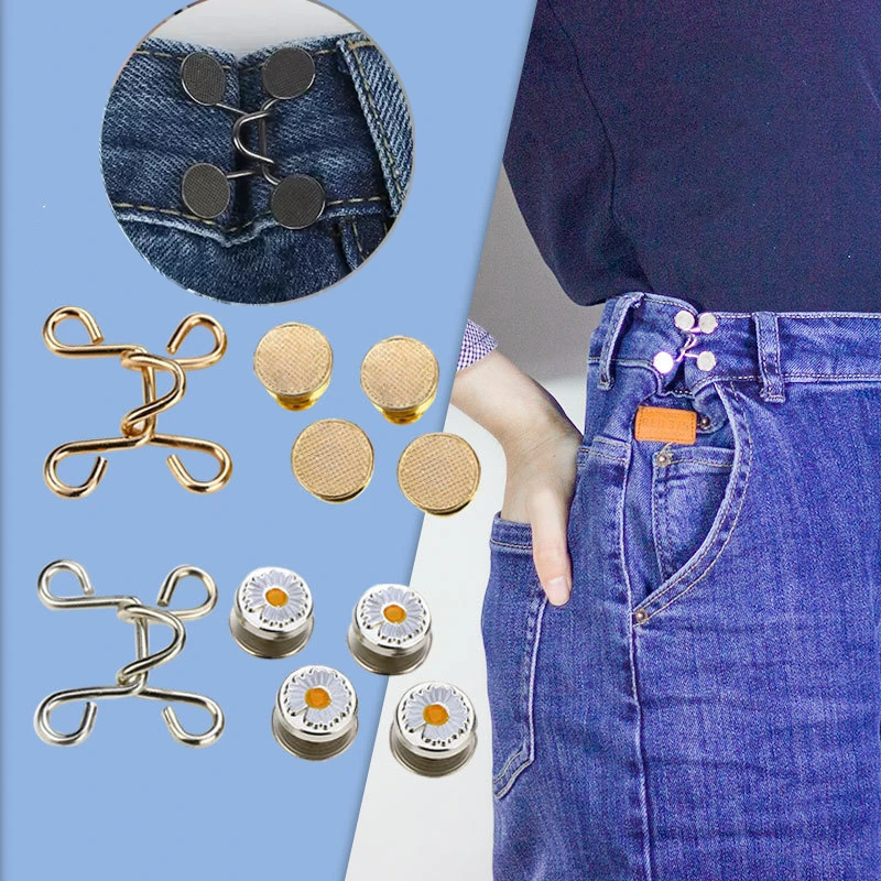 MetalNailfreeButtonAdjustableWaistBuckleDIYWaistTightener