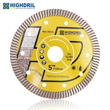 

HIGHDRIL 1pc Dia125mm/5inch Diamond Saw Blade Cutting Disc Ultrathin S Ripple For Ceramic Tile Granite Marble Multi-purpose