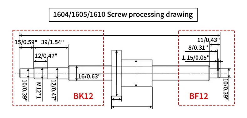 SFU1204 Kugelumlaufspindel HGR Linearführungsschienen-Kit Komplette Länge 150 mm-1150 mm Flansch Vierkantschieber BKBF DSG12H XB-Kupplung CNC-Teile – Detail 5