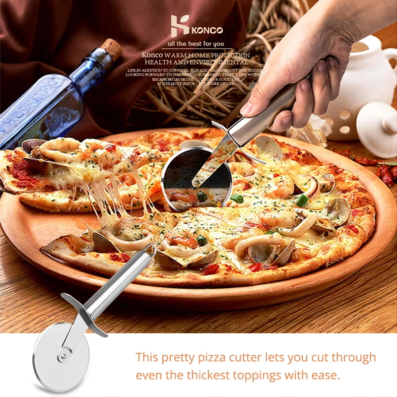 Stainless Steel Pizza Wheels Cutter Round Pizza divider & Knife Pastry Pasta Dough Kitchen Tools Baking Cutting Tools pizza cutter roller cutter pizza knife