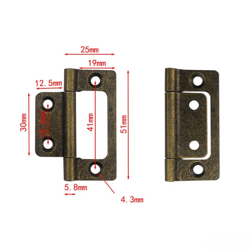2/10PCS Of Hinge 2-inch Cabinet Door Drawer Furniture Stainless Steel Mortise Hinge 135 &deg; Opening 51 * 25MM
