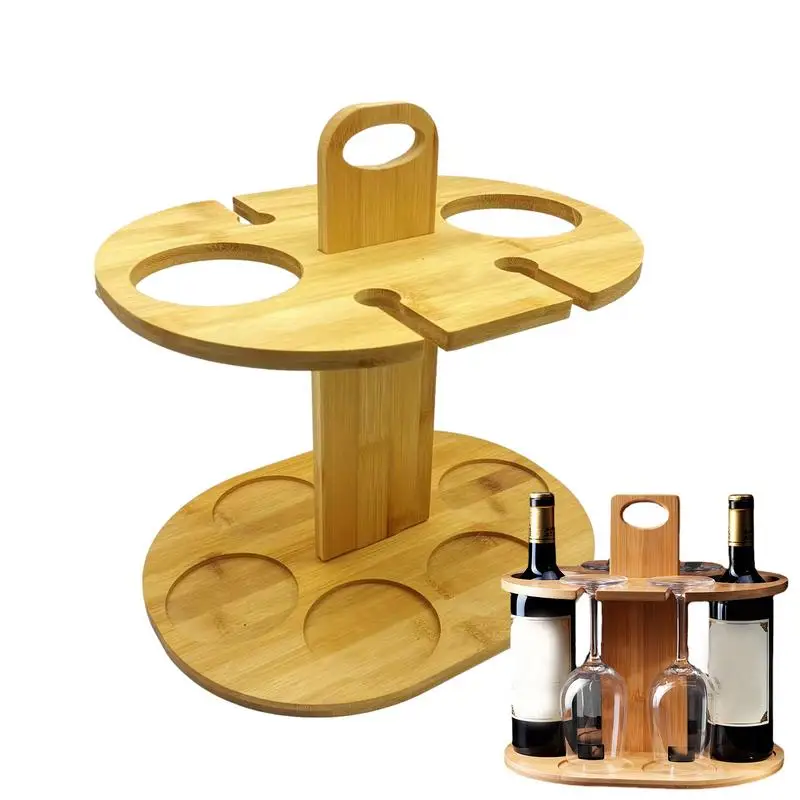 

Wine Glass Holder Woodne Wine Bottle Glass Holder Creative Goblet Hang Drain Rack Portable Picnic Table For Wine Bottle Glass