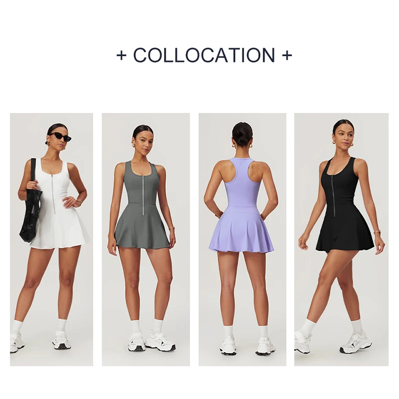 DANCEFISH Naked Feeling Front Zipper Shorts Bottoming Sports Dress Women's New Casual Outdoor Running Fitness Tennis Skirt