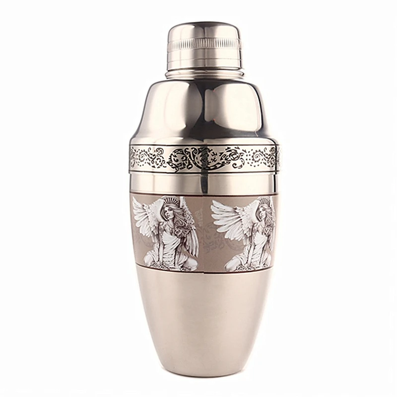 Cocktail Shaker Nostalgic Chaplin Shaker Engraving Stainless Steel Cocktail Boston Bar Shaker Bar Tools