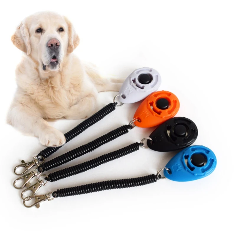 Dog Training Clicker Pet Cat Plastic New Dogs Click Trainer Aid Tools Adjustable Wrist Strap Sound Key Chain Dog Supplies 4Color