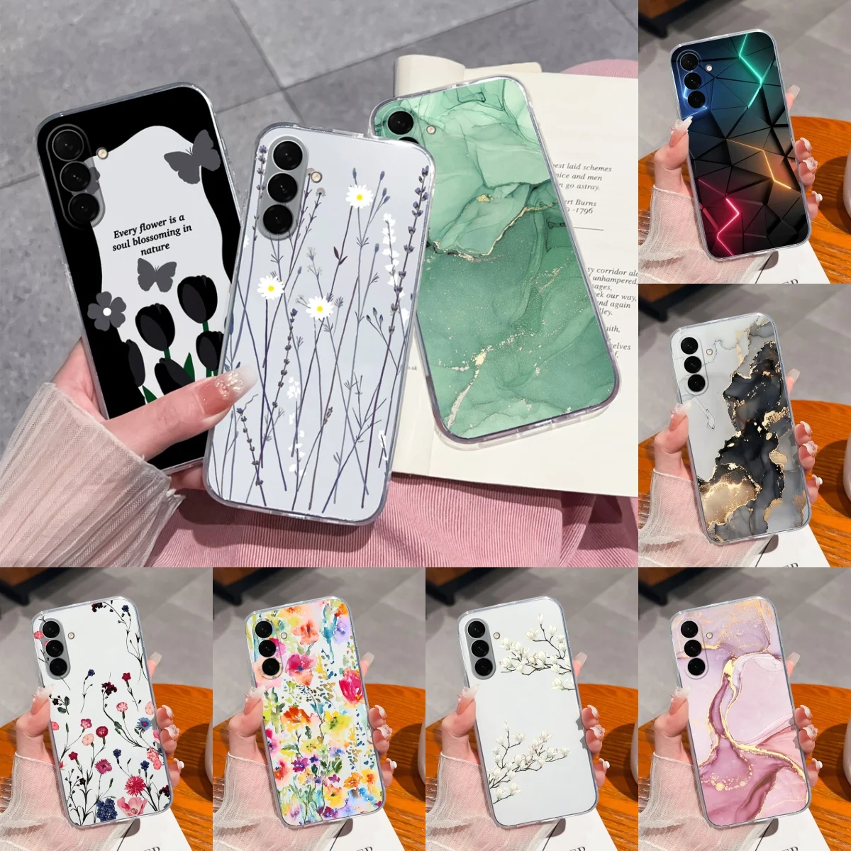 Gradient Flower Clear Soft Phone Case - Universal Back Cover Housing