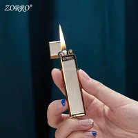ZORRO Ultra-thin Metal Kerosene Lighter Creative Grinding Wheel Type Lightweight Portable Smoking Accessories Gadgets for Men 1