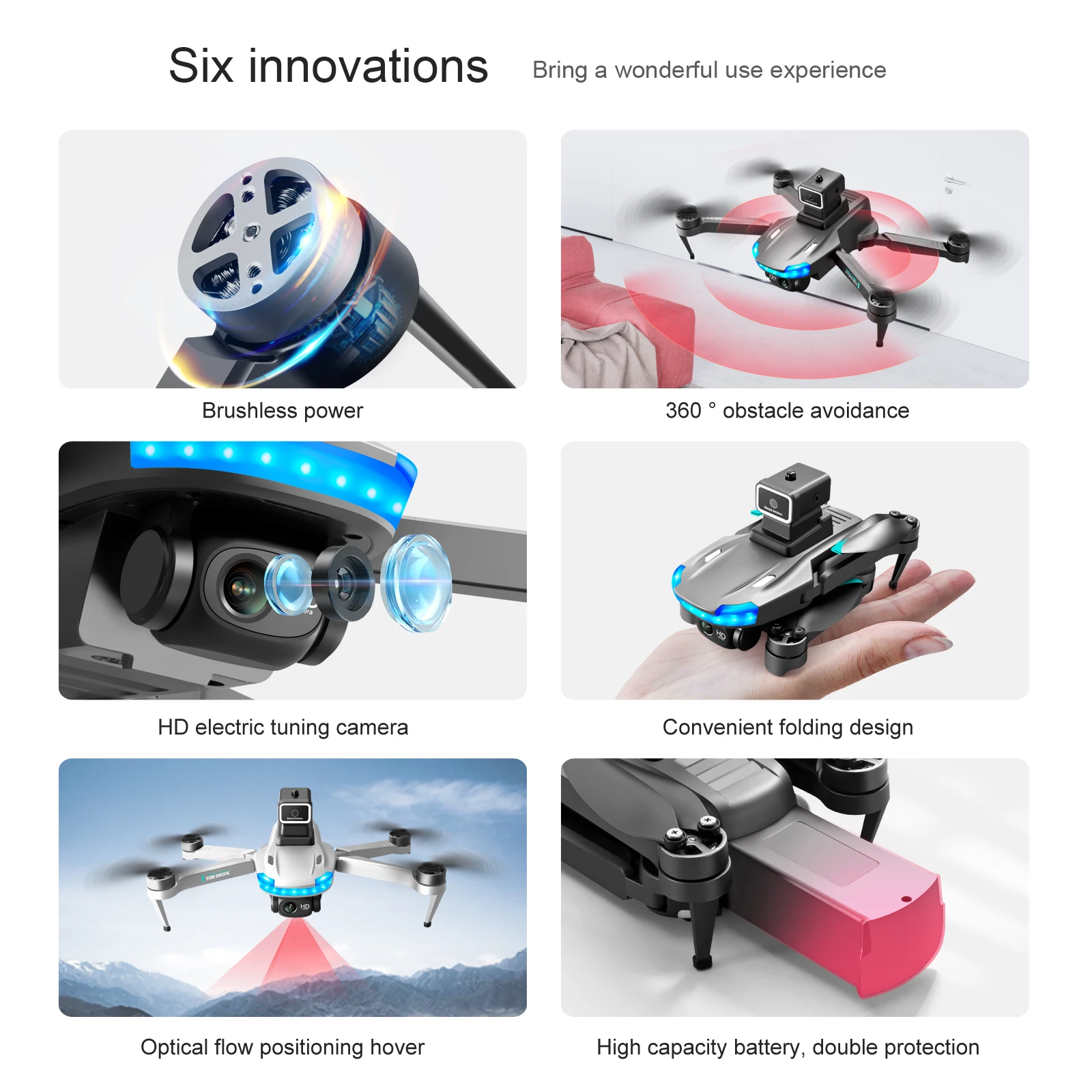 KBDFA S138 Drone, six innovations bring a wonderful use experience brushless power 360 obstacle avoid