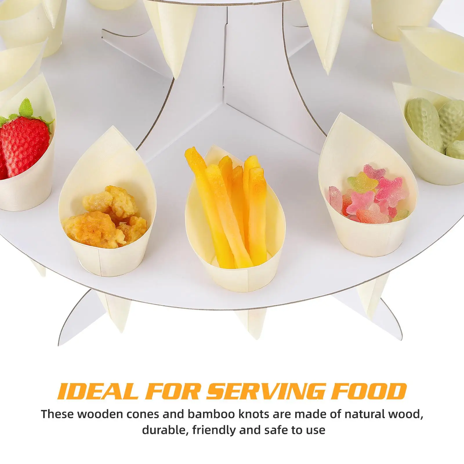 100 Pcs Small Dessert Cones Veneer Roll Coffee Ice Cream Food Holders Foam Charcuterie Wooden Product Waffles