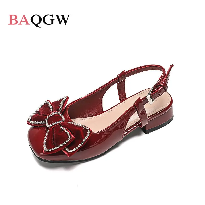 

Summer Fashion Girls' Kids Sandals Bowknot Rhinestone Soft Bottom Anti-slippery Children's Princess Girls Shoes Buckle Strap