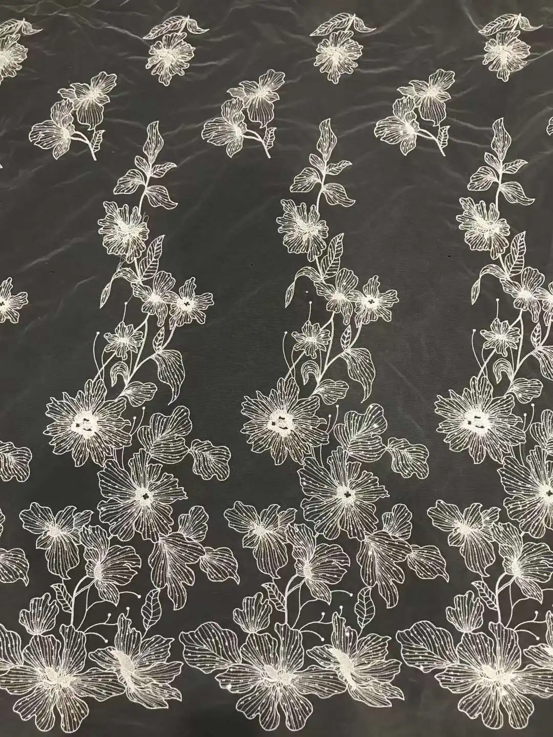 

Nice White Embroidered Lace French Tulle Net lace /With Beads Sequins African fabric lace For Evening Dress Weddings Party
